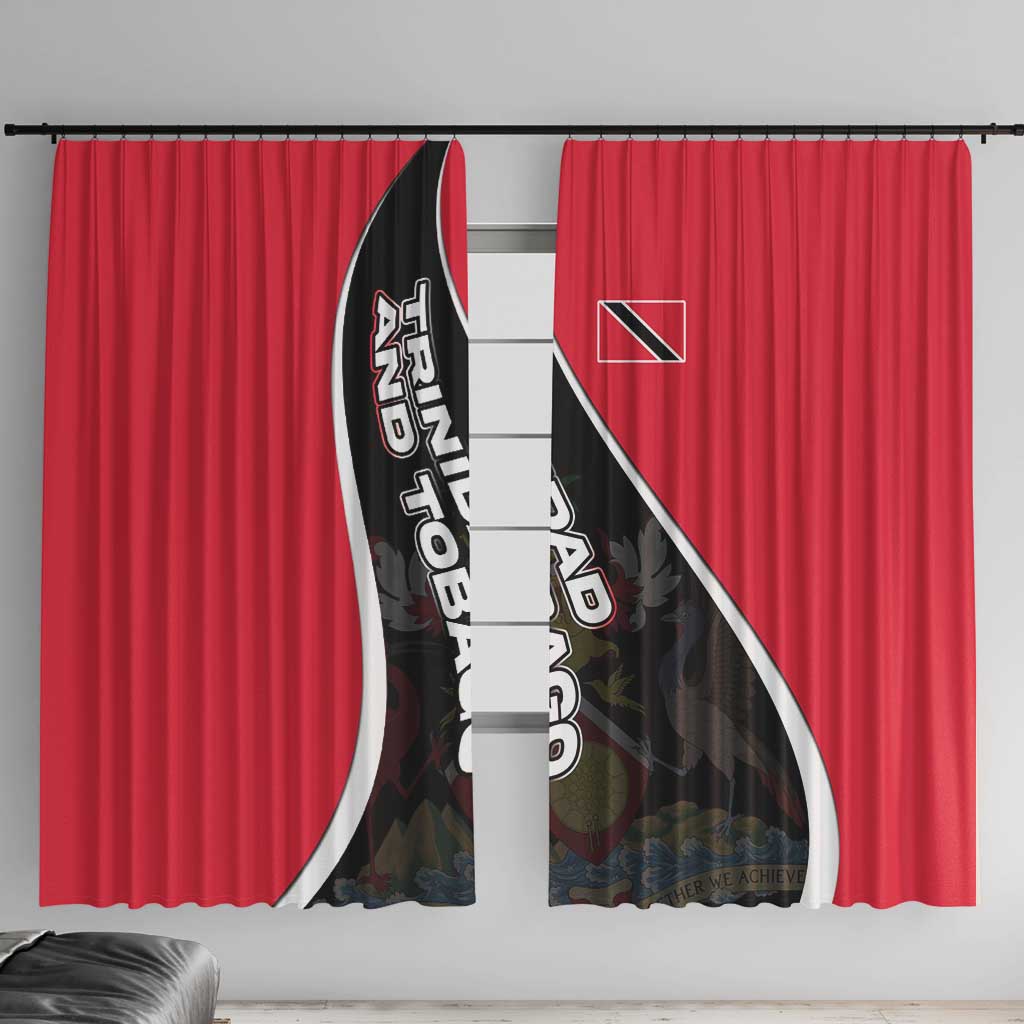 Trinidad and Tobago Flag Crest Design Window Curtain with Bold Red Black Diagonal Layout - Wonder Print Shop