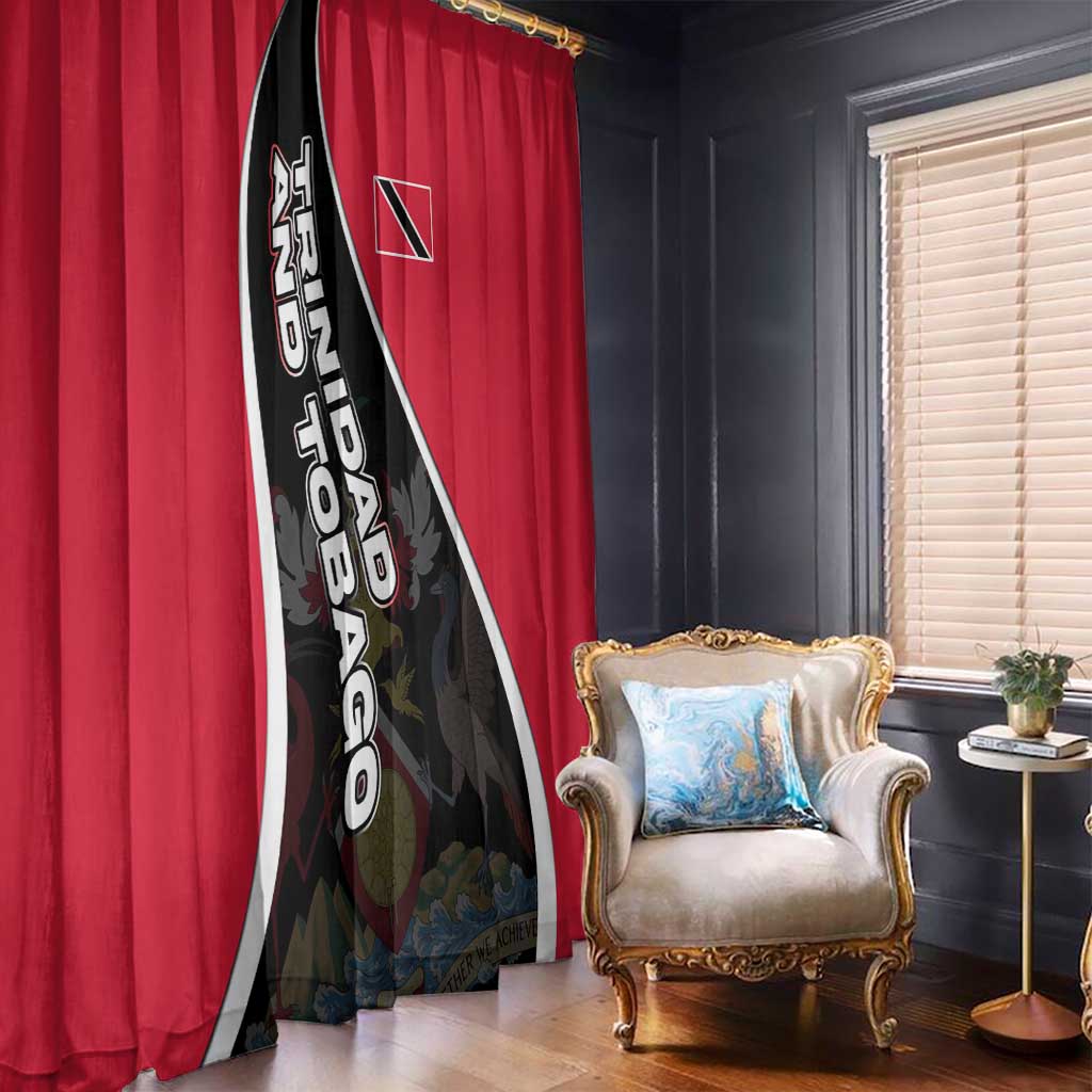 Trinidad and Tobago Flag Crest Design Window Curtain with Bold Red Black Diagonal Layout - Wonder Print Shop