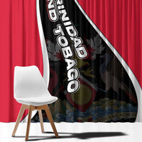 Trinidad and Tobago Flag Crest Design Window Curtain with Bold Red Black Diagonal Layout - Wonder Print Shop