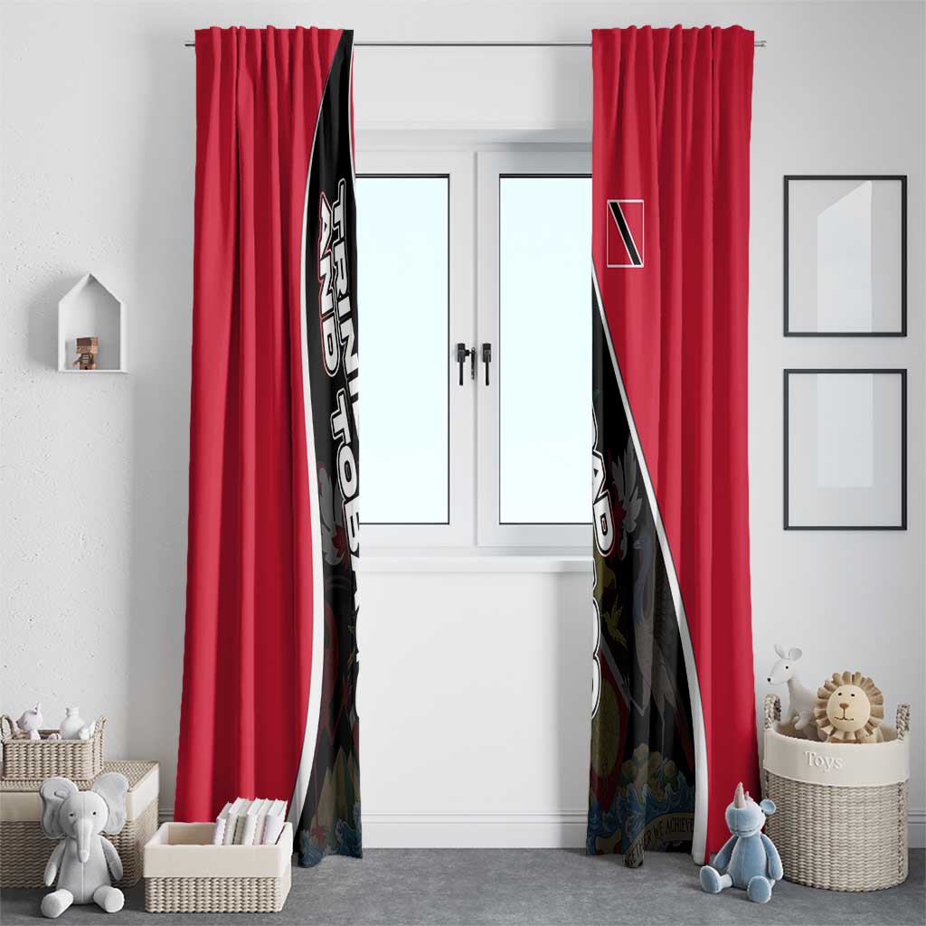 Trinidad and Tobago Flag Crest Design Window Curtain with Bold Red Black Diagonal Layout - Wonder Print Shop