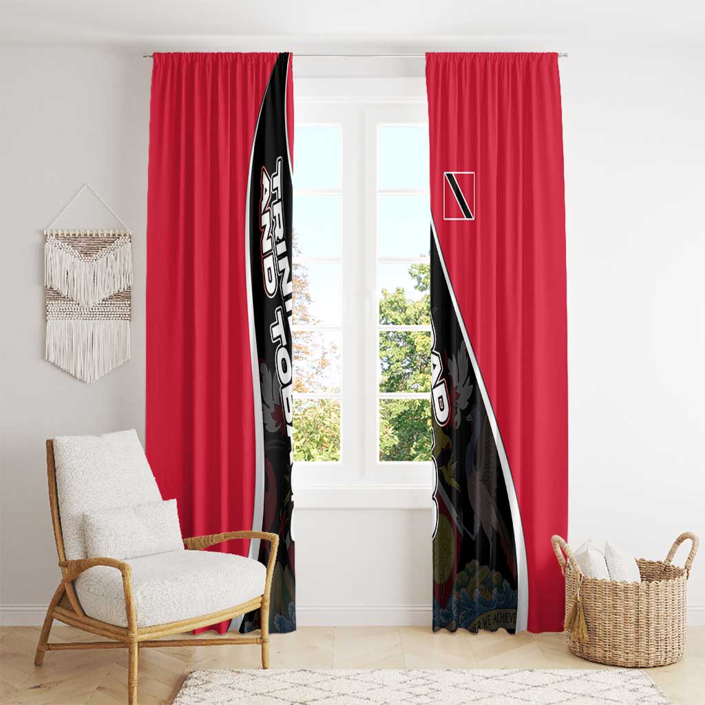 Trinidad and Tobago Flag Crest Design Window Curtain with Bold Red Black Diagonal Layout - Wonder Print Shop