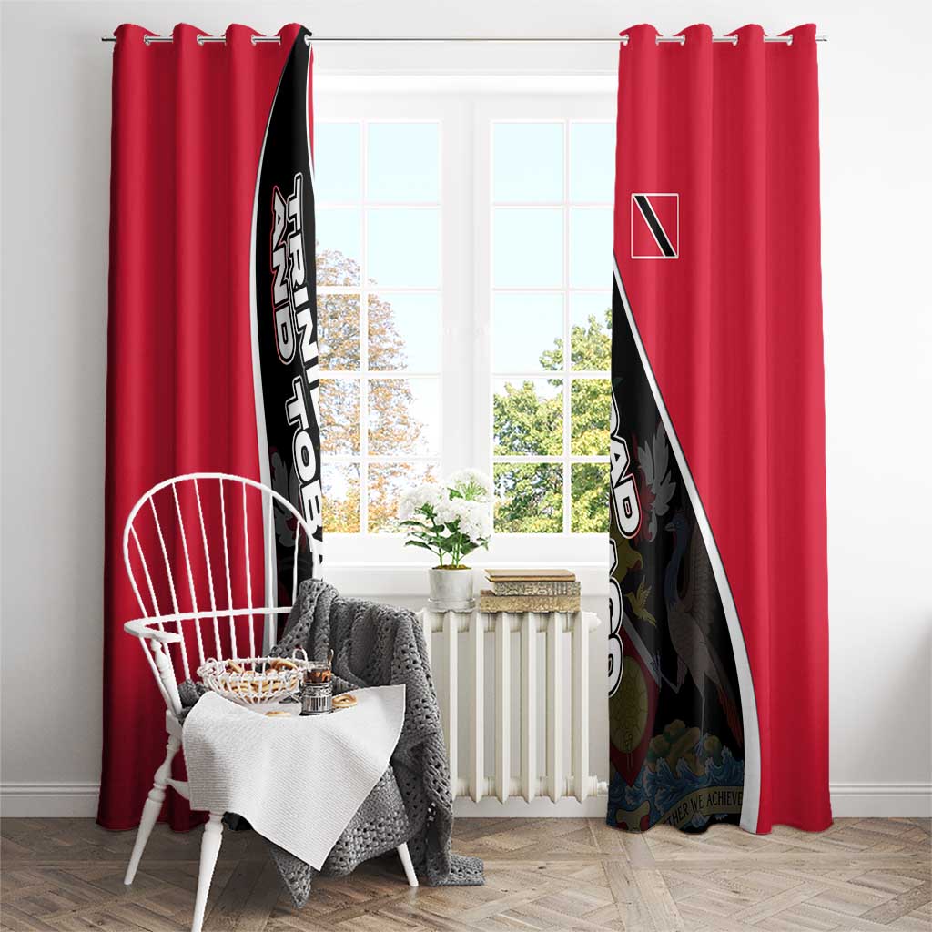 Trinidad and Tobago Flag Crest Design Window Curtain with Bold Red Black Diagonal Layout - Wonder Print Shop