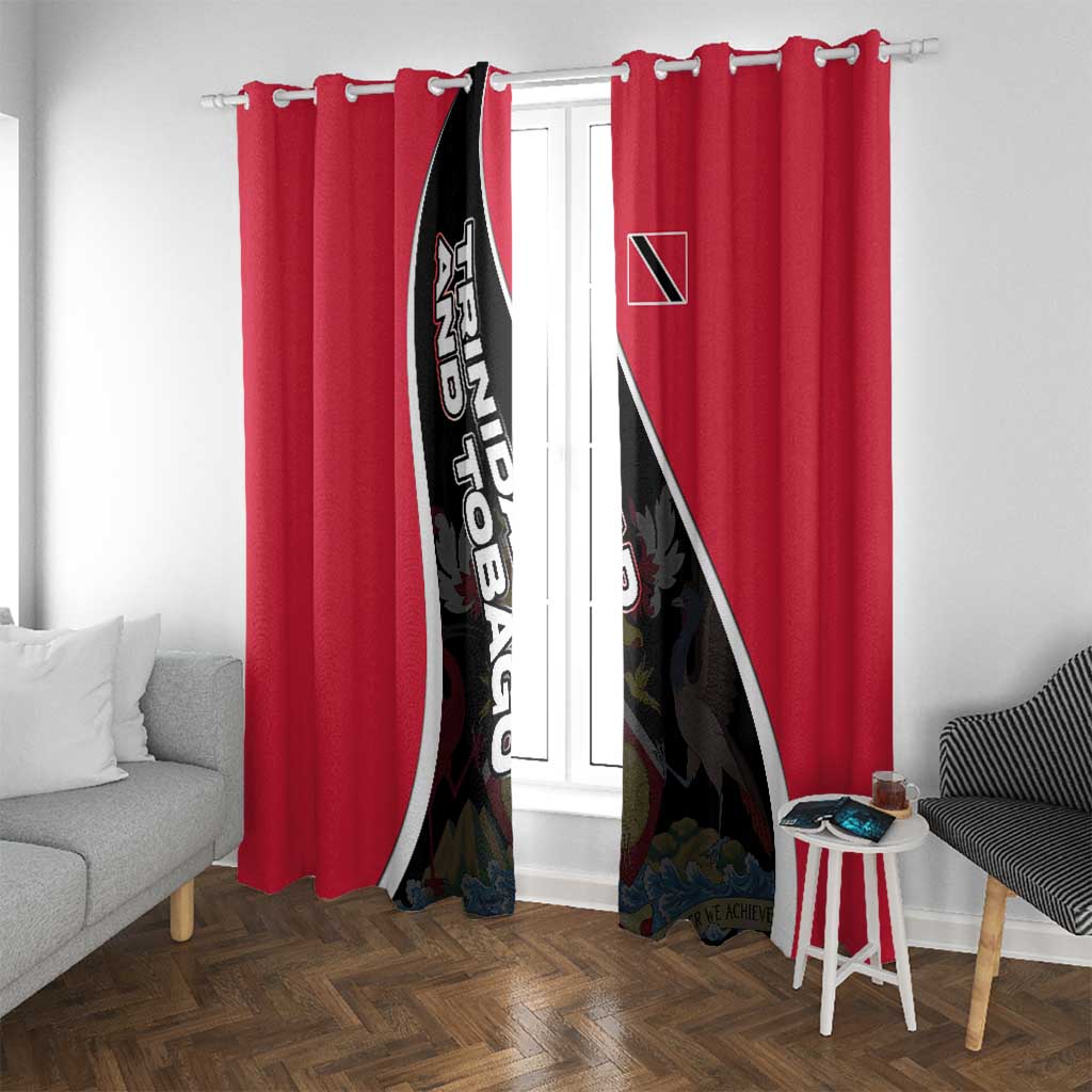 Trinidad and Tobago Flag Crest Design Window Curtain with Bold Red Black Diagonal Layout - Wonder Print Shop