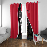 Trinidad and Tobago Flag Crest Design Window Curtain with Bold Red Black Diagonal Layout - Wonder Print Shop