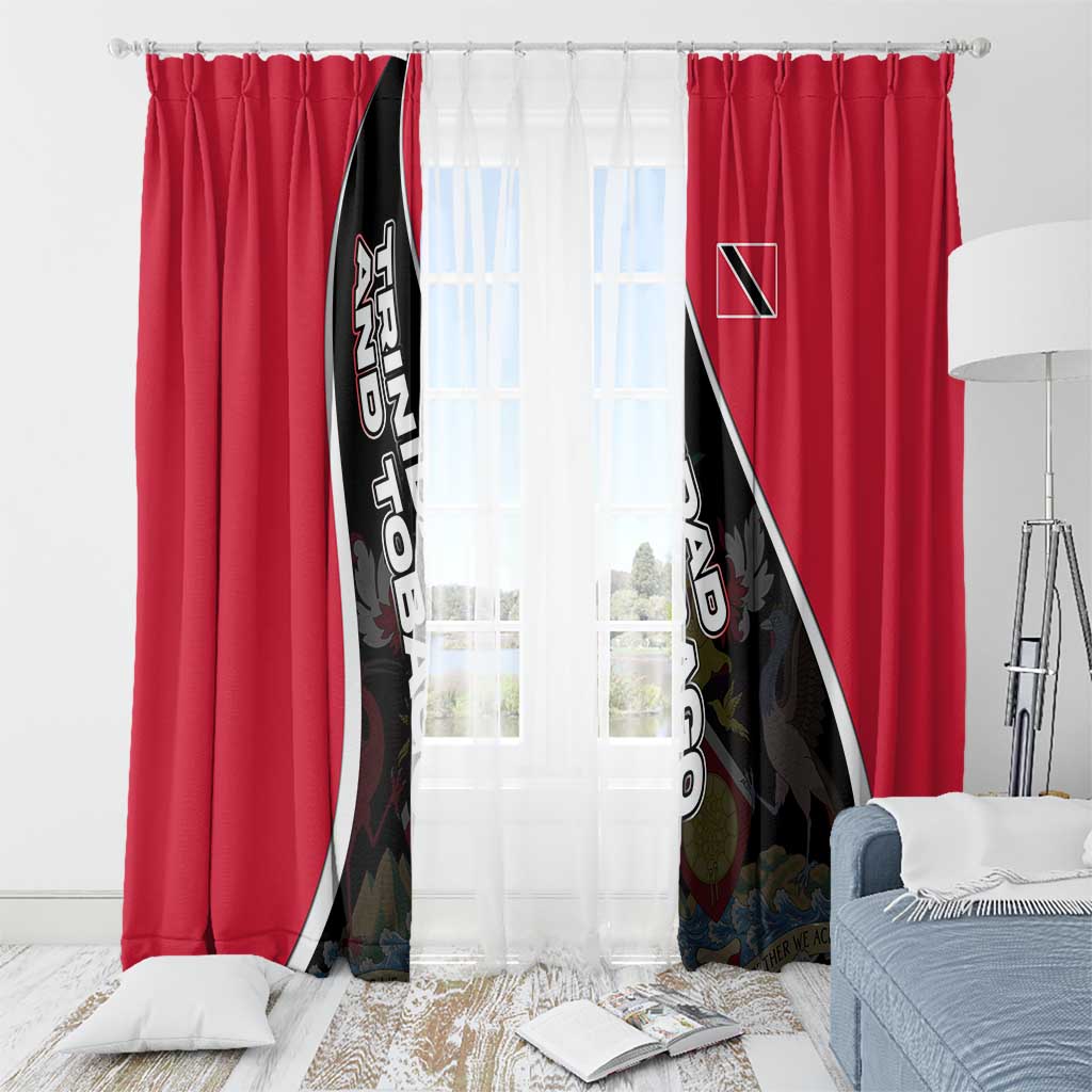 Trinidad and Tobago Flag Crest Design Window Curtain with Bold Red Black Diagonal Layout - Wonder Print Shop