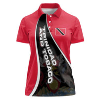 Trinidad and Tobago Flag Crest Design Women Polo Shirt with Bold Red Black Diagonal Layout - Wonder Print Shop