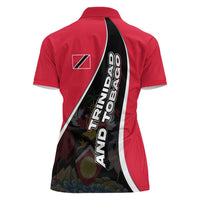 Trinidad and Tobago Flag Crest Design Women Polo Shirt with Bold Red Black Diagonal Layout - Wonder Print Shop