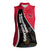 Trinidad and Tobago Flag Crest Design Women Sleeveless Polo Shirt with Bold Red Black Diagonal Layout - Wonder Print Shop
