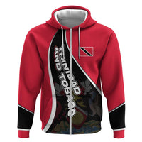 Trinidad and Tobago Flag Crest Design Zip Hoodie with Bold Red Black Diagonal Layout - Wonder Print Shop