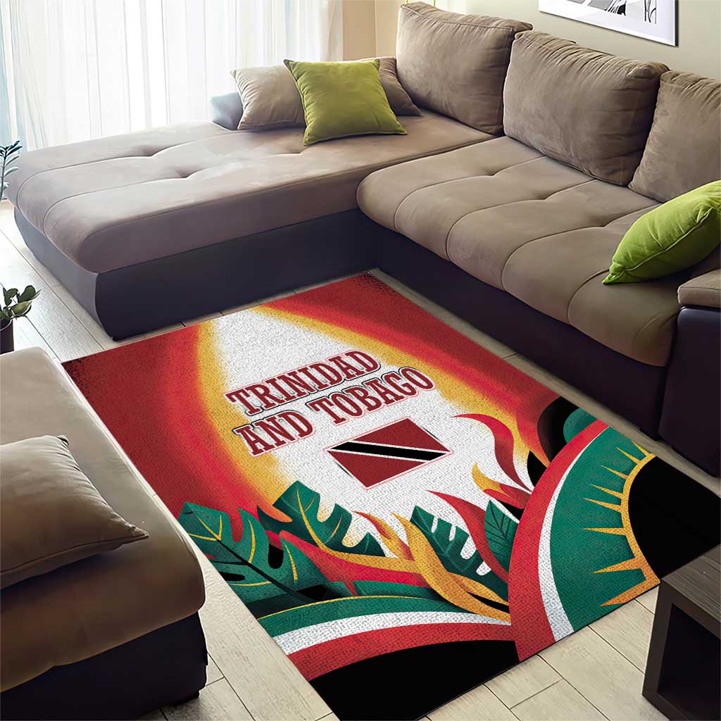 Trinidad and Tobago Scarlet Ibis Area Rug with Tropical Leaves and National Flag Design TS04