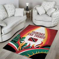 Trinidad and Tobago Scarlet Ibis Area Rug with Tropical Leaves and National Flag Design TS04