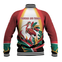 Trinidad and Tobago Scarlet Ibis Baseball Jacket with Tropical Leaves and National Flag Design TS04