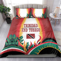 Trinidad and Tobago Scarlet Ibis Bedding Set with Tropical Leaves and National Flag Design TS04