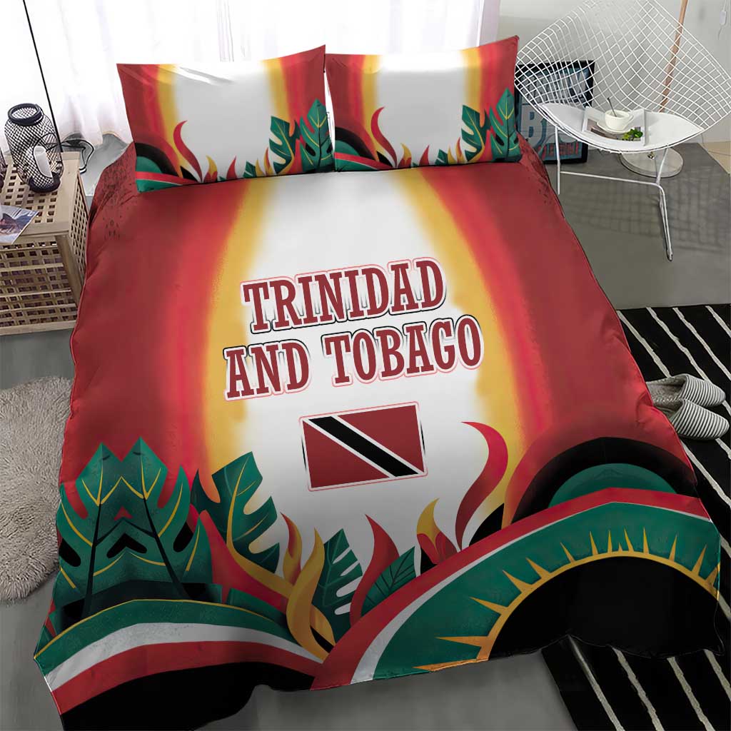 Trinidad and Tobago Scarlet Ibis Bedding Set with Tropical Leaves and National Flag Design TS04