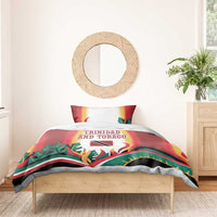 Trinidad and Tobago Scarlet Ibis Bedding Set with Tropical Leaves and National Flag Design TS04