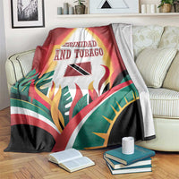 Trinidad and Tobago Scarlet Ibis Blanket with Tropical Leaves and National Flag Design TS04