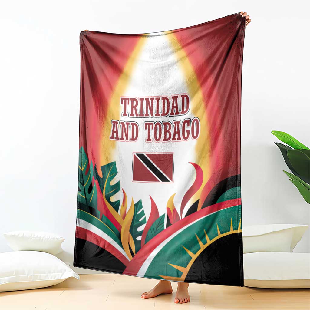 Trinidad and Tobago Scarlet Ibis Blanket with Tropical Leaves and National Flag Design TS04