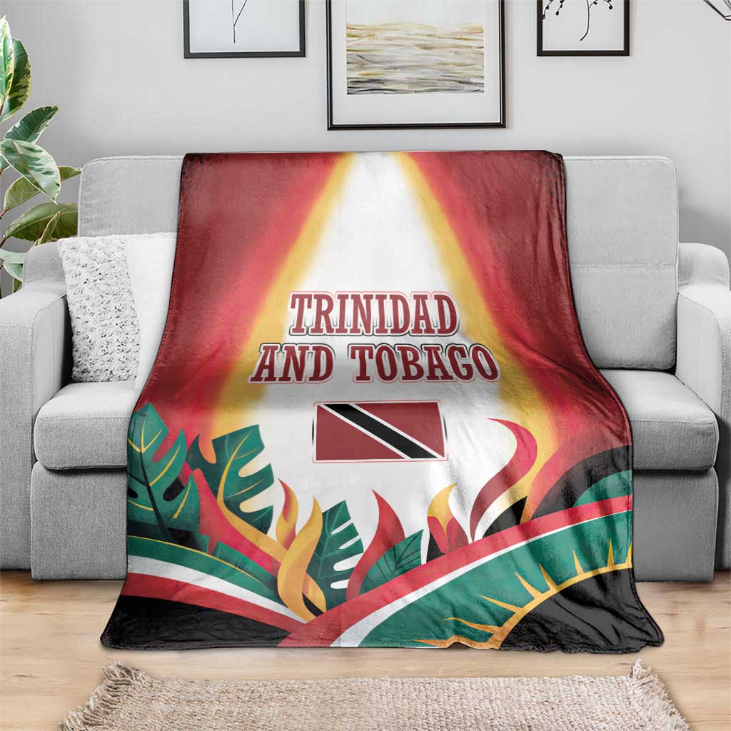 Trinidad and Tobago Scarlet Ibis Blanket with Tropical Leaves and National Flag Design TS04