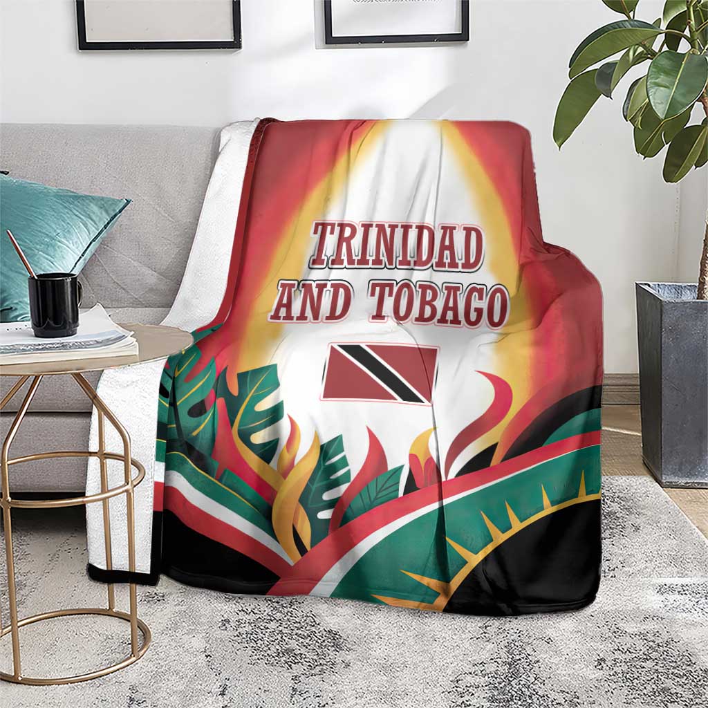 Trinidad and Tobago Scarlet Ibis Blanket with Tropical Leaves and National Flag Design TS04