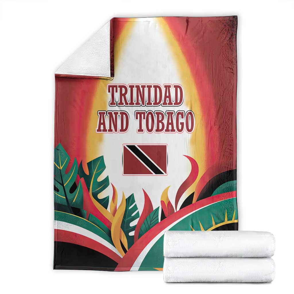 Trinidad and Tobago Scarlet Ibis Blanket with Tropical Leaves and National Flag Design TS04