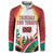 Trinidad and Tobago Scarlet Ibis Button Sweatshirt with Tropical Leaves and National Flag Design TS04