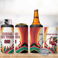Trinidad and Tobago Scarlet Ibis 4 in 1 Can Cooler Tumbler with Tropical Leaves and National Flag Design TS04