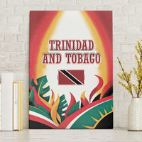 Trinidad and Tobago Scarlet Ibis Canvas Wall Art with Tropical Leaves and National Flag Design TS04