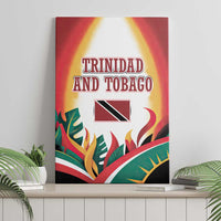 Trinidad and Tobago Scarlet Ibis Canvas Wall Art with Tropical Leaves and National Flag Design TS04