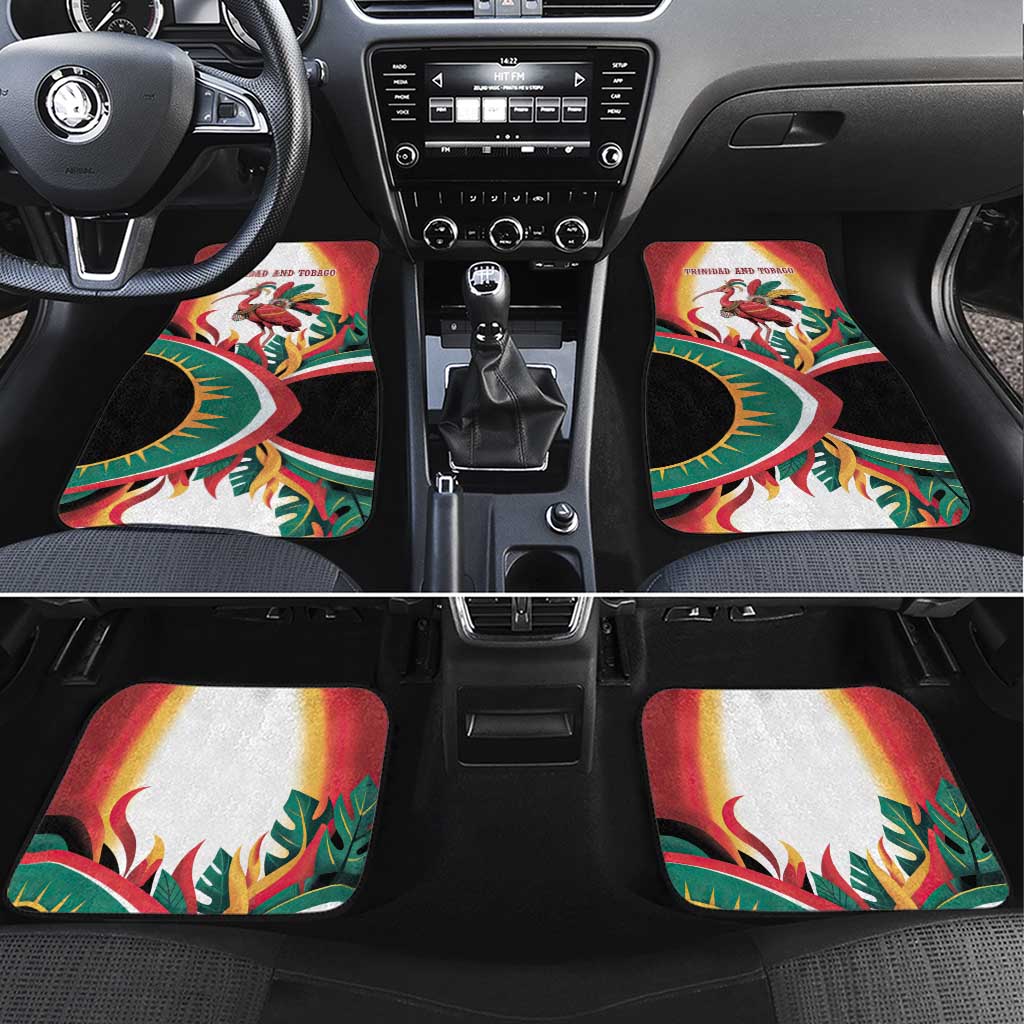 Trinidad and Tobago Scarlet Ibis Car Mats with Tropical Leaves and National Flag Design TS04