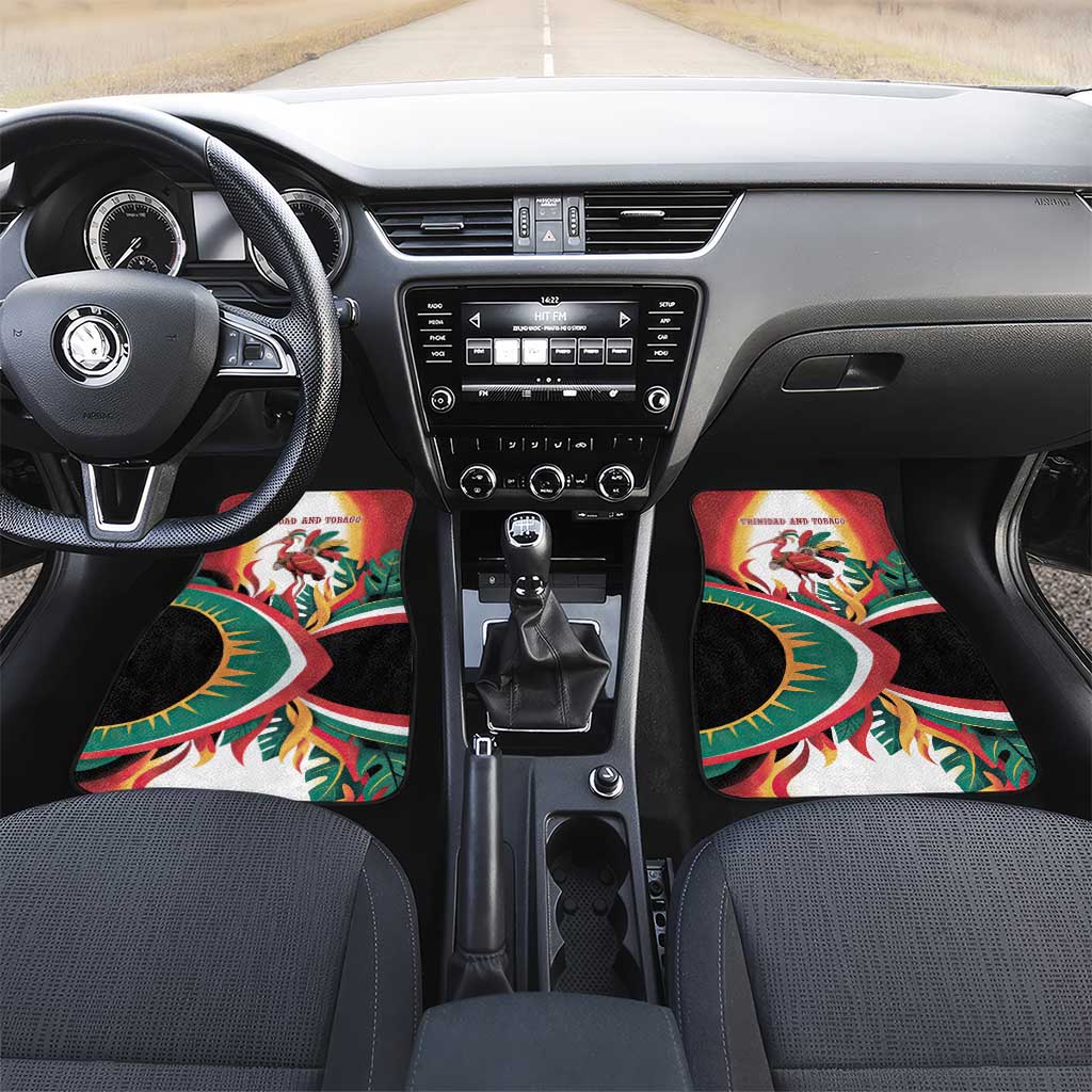 Trinidad and Tobago Scarlet Ibis Car Mats with Tropical Leaves and National Flag Design TS04