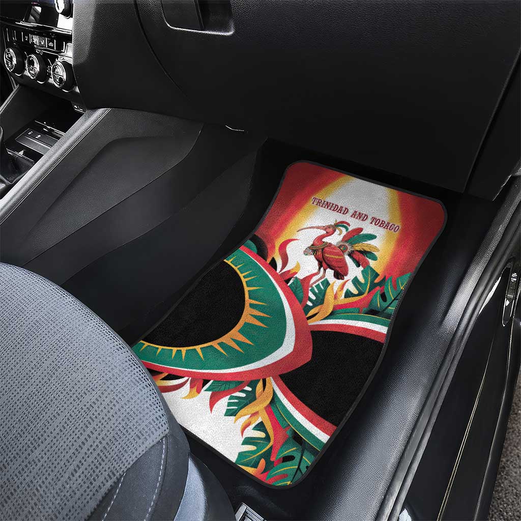 Trinidad and Tobago Scarlet Ibis Car Mats with Tropical Leaves and National Flag Design TS04