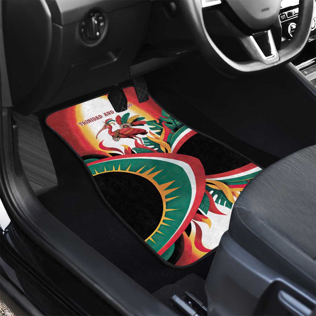 Trinidad and Tobago Scarlet Ibis Car Mats with Tropical Leaves and National Flag Design TS04