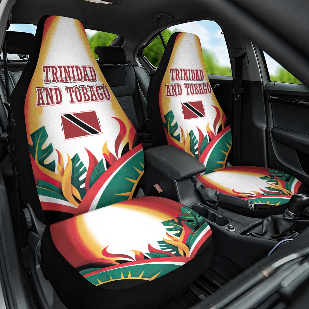 Trinidad and Tobago Scarlet Ibis Car Seat Cover with Tropical Leaves and National Flag Design TS04