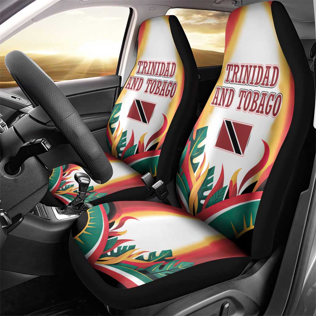 Trinidad and Tobago Scarlet Ibis Car Seat Cover with Tropical Leaves and National Flag Design TS04