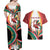 Trinidad and Tobago Scarlet Ibis Couples Matching Off Shoulder Maxi Dress and Hawaiian Shirt with Tropical Leaves and National Flag Design TS04