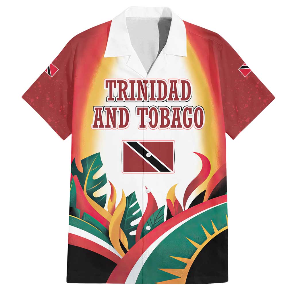 Trinidad and Tobago Scarlet Ibis Family Matching Long Sleeve Bodycon Dress and Hawaiian Shirt with Tropical Leaves and National Flag Design TS04