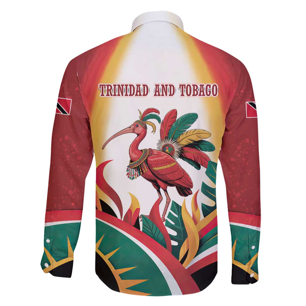 Trinidad and Tobago Scarlet Ibis Family Matching Puletasi and Hawaiian Shirt with Tropical Leaves and National Flag Design TS04