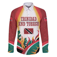 Trinidad and Tobago Scarlet Ibis Family Matching Summer Maxi Dress and Hawaiian Shirt with Tropical Leaves and National Flag Design TS04