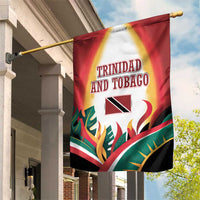 Trinidad and Tobago Scarlet Ibis Garden Flag with Tropical Leaves and National Flag Design TS04