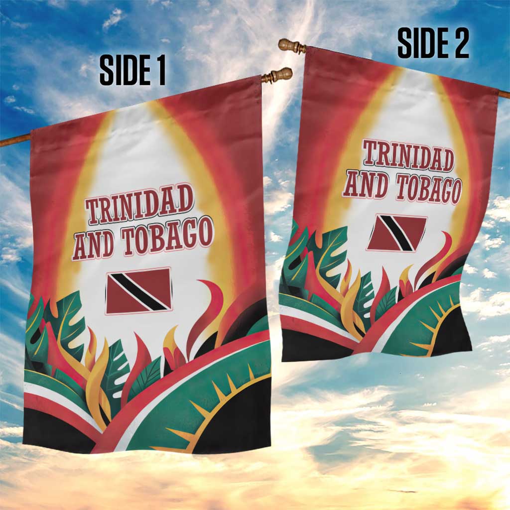 Trinidad and Tobago Scarlet Ibis Garden Flag with Tropical Leaves and National Flag Design TS04