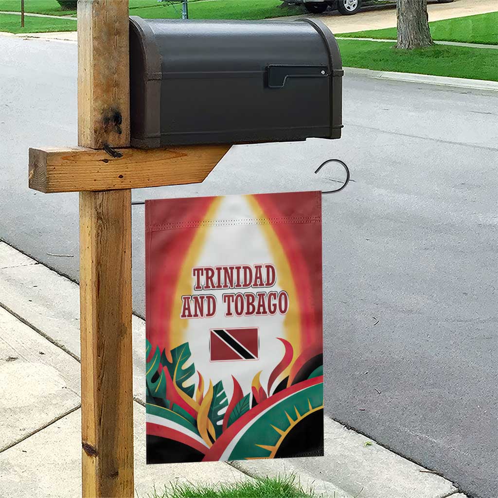 Trinidad and Tobago Scarlet Ibis Garden Flag with Tropical Leaves and National Flag Design TS04