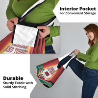 Trinidad and Tobago Scarlet Ibis Grocery Bag with Tropical Leaves and National Flag Design TS04