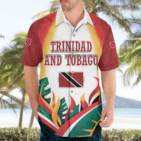 Trinidad and Tobago Scarlet Ibis Hawaiian Shirt with Tropical Leaves and National Flag Design TS04