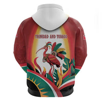 Trinidad and Tobago Scarlet Ibis Hoodie with Tropical Leaves and National Flag Design TS04