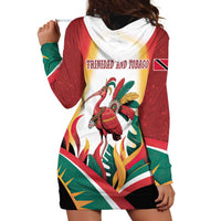 Trinidad and Tobago Scarlet Ibis Hoodie Dress with Tropical Leaves and National Flag Design TS04