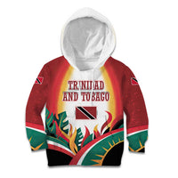 Trinidad and Tobago Scarlet Ibis Kid Hoodie with Tropical Leaves and National Flag Design TS04
