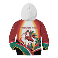 Trinidad and Tobago Scarlet Ibis Kid Hoodie with Tropical Leaves and National Flag Design TS04