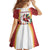 Trinidad and Tobago Scarlet Ibis Kid Short Sleeve Dress with Tropical Leaves and National Flag Design TS04
