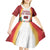 Trinidad and Tobago Scarlet Ibis Kid Short Sleeve Dress with Tropical Leaves and National Flag Design TS04