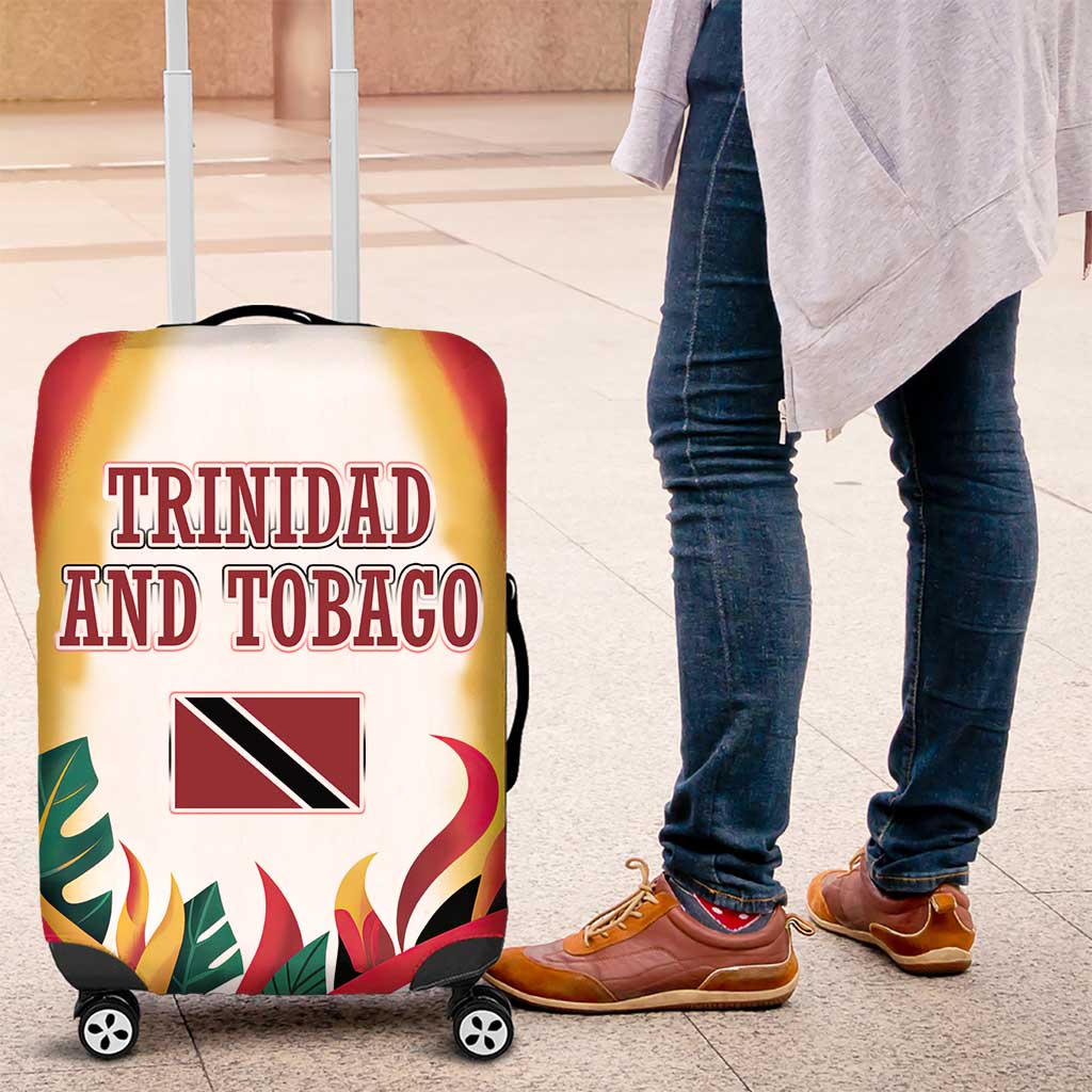 Trinidad and Tobago Scarlet Ibis Luggage Cover with Tropical Leaves and National Flag Design TS04